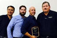 From left to right: Carlos Eijansantos – Juki’s Western Regional Sales Manager, Roberto Ferraretto – Senior Service Engineer, Essegi, Bill Butt – Principal, Quantum Systems, and Bob Black – President & CEO, JAS, Inc.